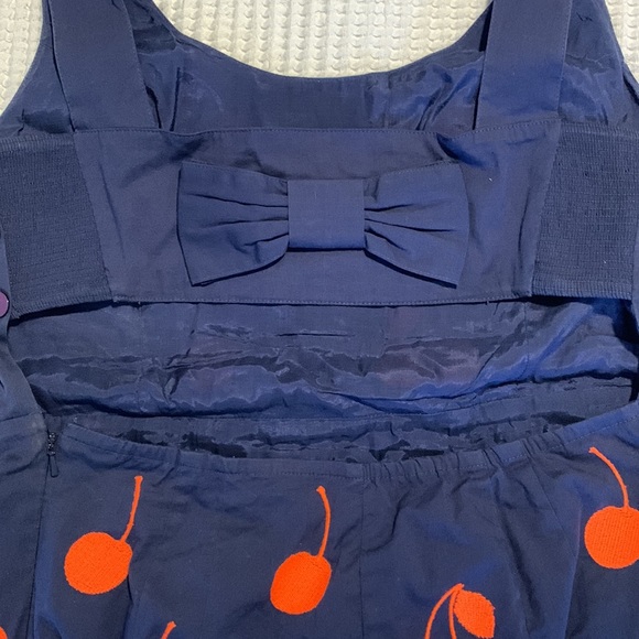 Anthropologie Leifnotes Embroidered Cherry Drop Motif Novelty Dress size 10 - Picture 5 of 6